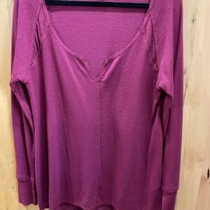 Roxy Wine color Ribbed Long Sleeve shirt